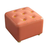 Square Nailheads Faux Leather Footrest Mini Ottoman Seat Image - 10