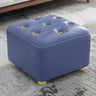 Square Nailheads Faux Leather Footrest Mini Ottoman Seat Image - 18