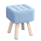 Square Natural Wooden Legs Cotton Footstool Ottoman Image - 10