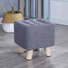 Square Natural Wooden Legs Cotton Footstool Ottoman Image - 17