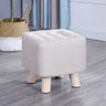 Square Natural Wooden Legs Cotton Footstool Ottoman Image - 21