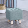 Square Natural Wooden Legs Cotton Footstool Ottoman Image - 22