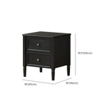 Square Oak wood Black 2-Drawer Bedside Cabinet with Legs #size