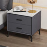 Square Off-White 2 Drawers Storage Stone Nightstand Image - 5