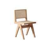 Square Rattan Open Wood Armless Dining Chair Black Image - 5