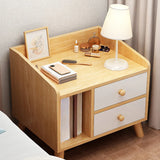 Square Shelves Warm White Wood Drawer Storage Nightstand Image - 1