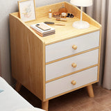 Square Shelves Warm White Wood Drawer Storage Nightstand Image - 12