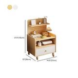 Square Shelves Warm White Wood Drawer Storage Nightstand #size