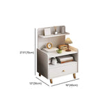 Square Shelves Warm White Wood Drawer Storage Nightstand Image - 16