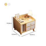 Square Shelves Warm White Wood Drawer Storage Nightstand Image - 17