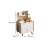 Square Shelves Warm White Wood Drawer Storage Nightstand Image - 18