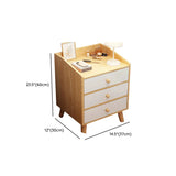 Square Shelves Warm White Wood Drawer Storage Nightstand Image - 19