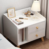 Square Shelves Warm White Wood Drawer Storage Nightstand Image - 3