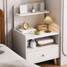 Square Shelves Warm White Wood Drawer Storage Nightstand Image - 7