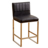 Square Sled Base Faux Leather Armless Backrest Bar Stool Image - 2