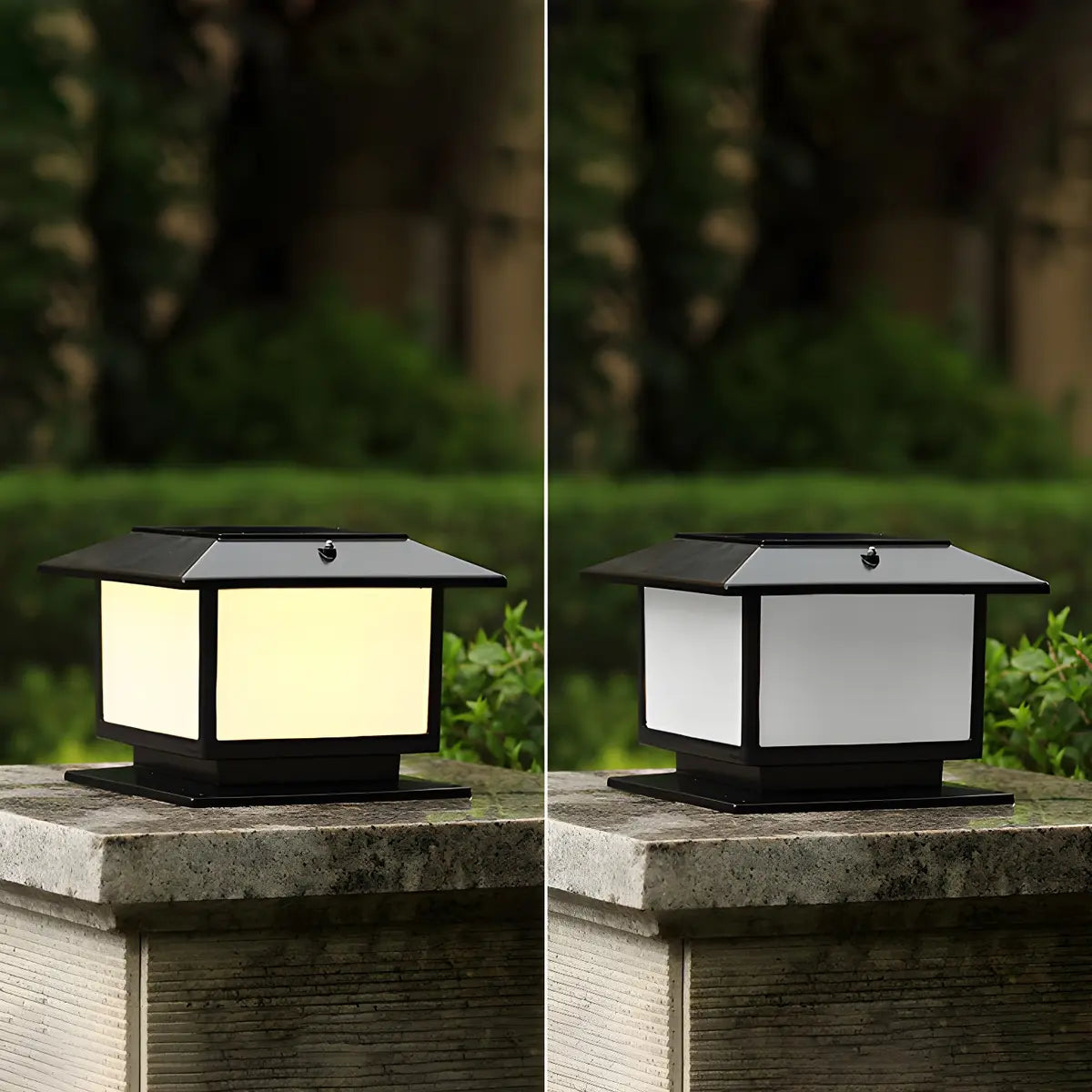 Square Solar Garden Decor Metal Black Patio Post Light Image - 10