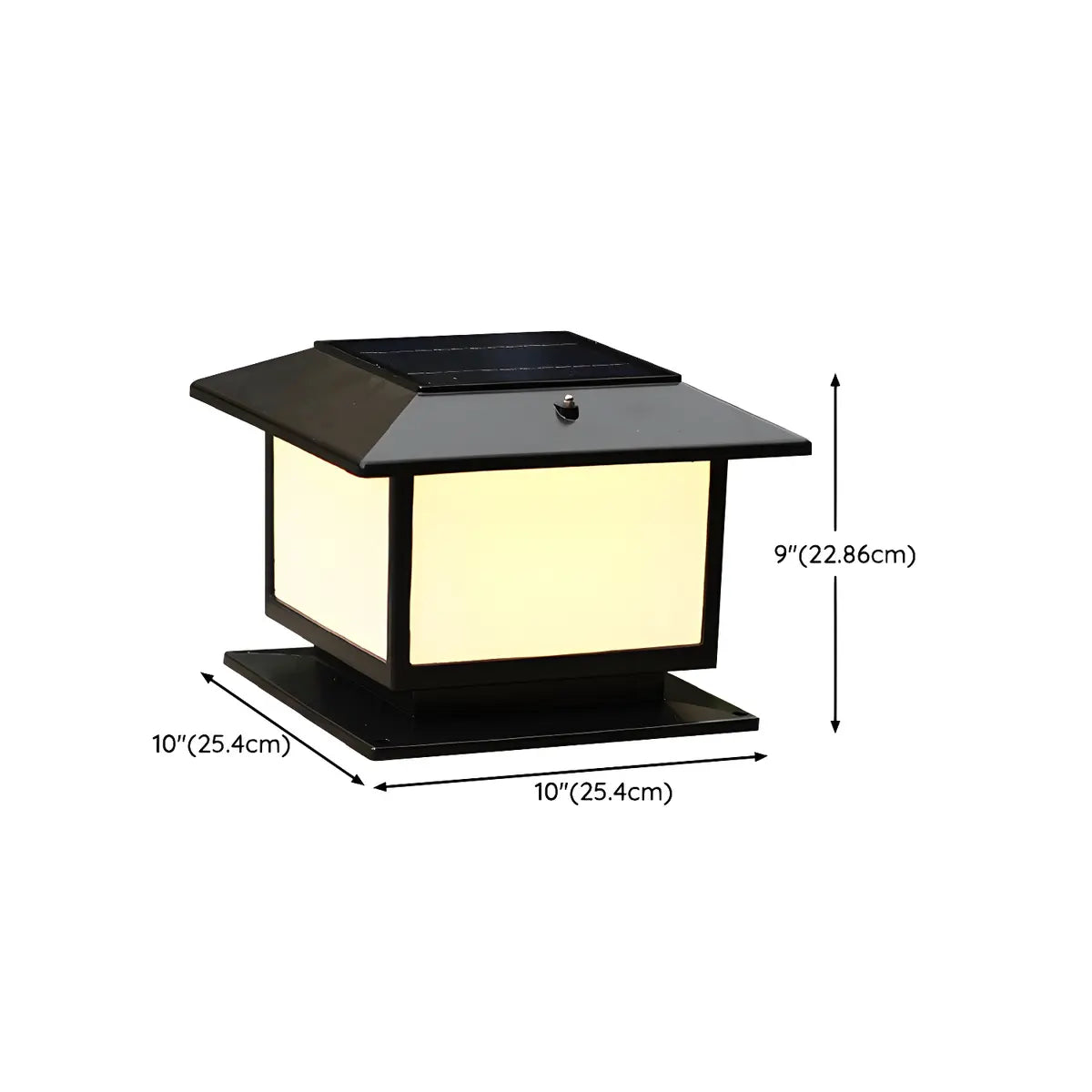 Square Solar Garden Decor Metal Black Patio Post Light 