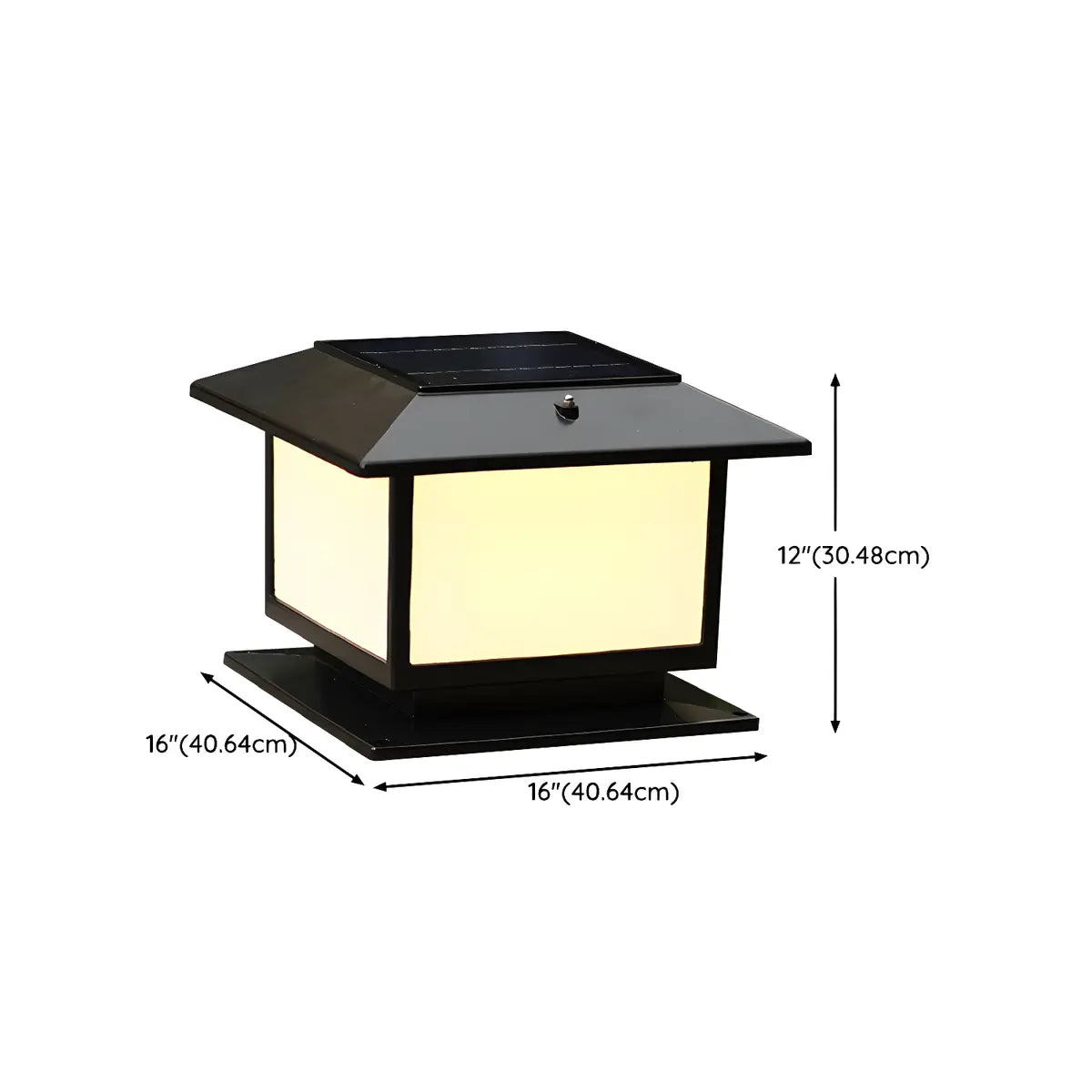 Square Solar Garden Decor Metal Black Patio Post Light Image - 13