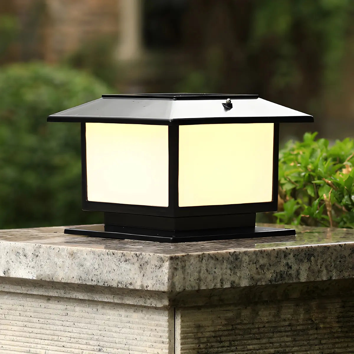 Square Solar Garden Decor Metal Black Patio Post Light Image - 4