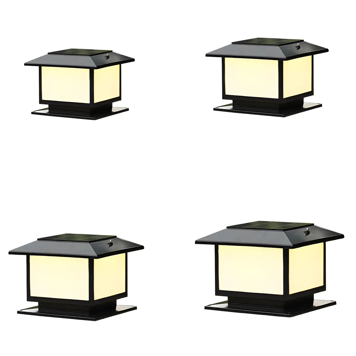 Square Solar Garden Decor Metal Black Patio Post Light Image - 6