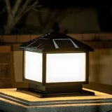 Square Solar Outdoor Lantern Black Patio Post Light Image - 1