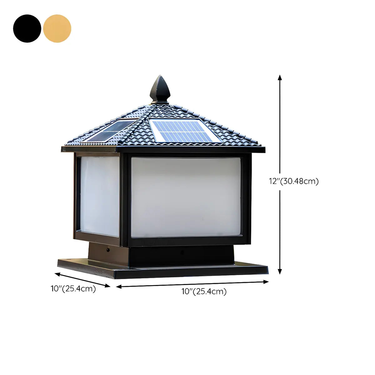 Square Solar Outdoor Lantern Black Patio Post Light 