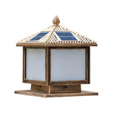 Square Solar Outdoor Lantern Black Patio Post Light Image - 6