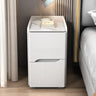 Square Stone and Wood Grey Drawers Bedside Cabinet Image - 3