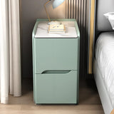 Square Stone and Wood Grey Drawers Bedside Cabinet Image - 7