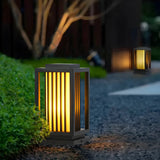 Square Stylish Metal Lantern Pathway Outdoor Table Lamp Image - 11