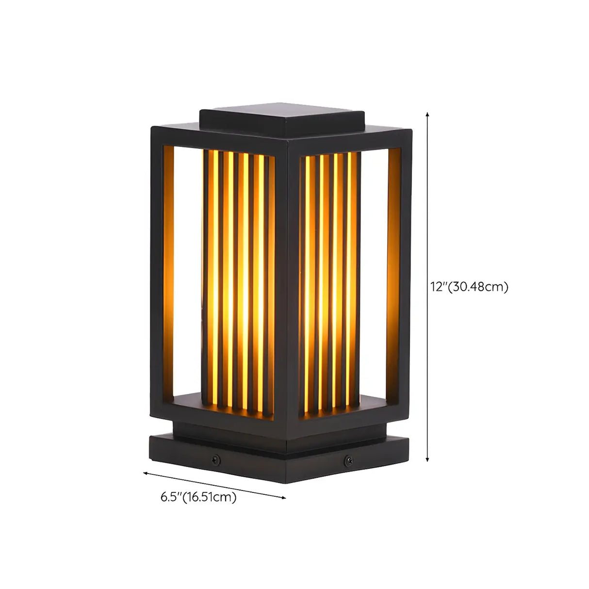 Square Stylish Metal Lantern Pathway Outdoor Table Lamp 