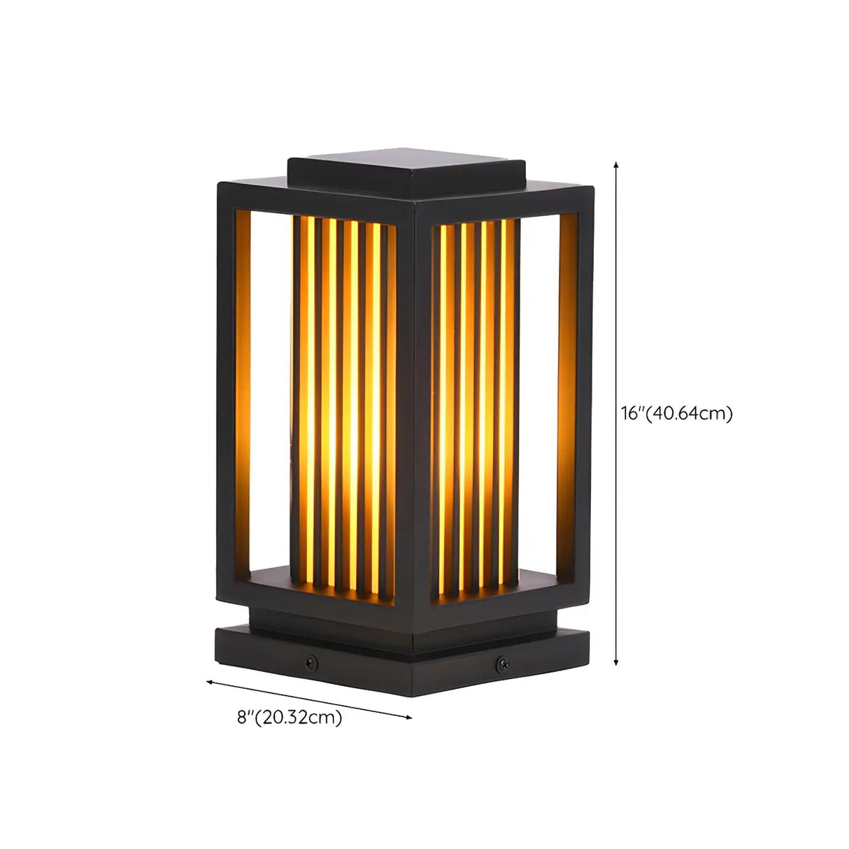 Square Stylish Metal Lantern Pathway Outdoor Table Lamp Image - 13