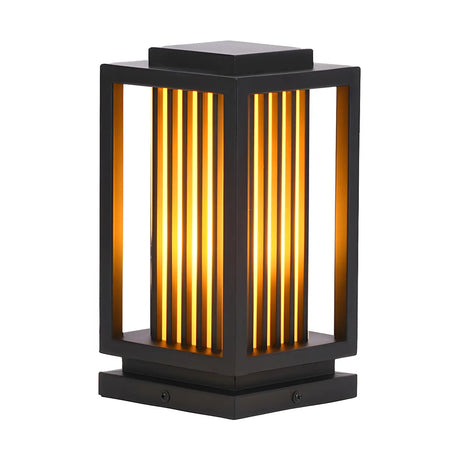 Square Stylish Metal Lantern Pathway Outdoor Table Lamp Image - 2