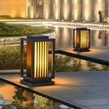 Square Stylish Metal Lantern Pathway Outdoor Table Lamp Image - 5