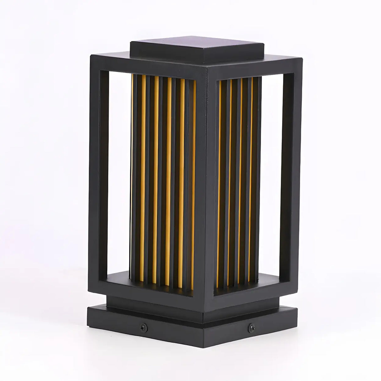 Square Stylish Metal Lantern Pathway Outdoor Table Lamp Image - 7