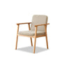 Square Upholstered Backrest Arm Wood Dining Chair Beige Image - 7