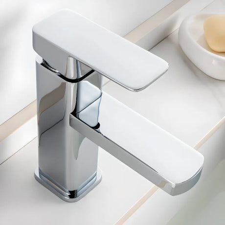 Square Valve Included Chrome Single Handle Bathroom Faucet Image - 1