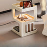 Square White Tray Top Storage End Table with Shelves Image - 7