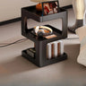 Square White Tray Top Storage End Table with Shelves Image - 8