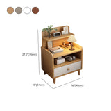 Square Wood Nut-Brown 2-Drawer Nightstand with Shelves #size