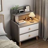 Square Wood Nut-Brown 2-Drawer Nightstand with Shelves Image - 9