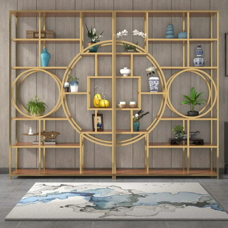 Stable Geometric Metal Wall-Mount Gold Plant Stand Image - 2