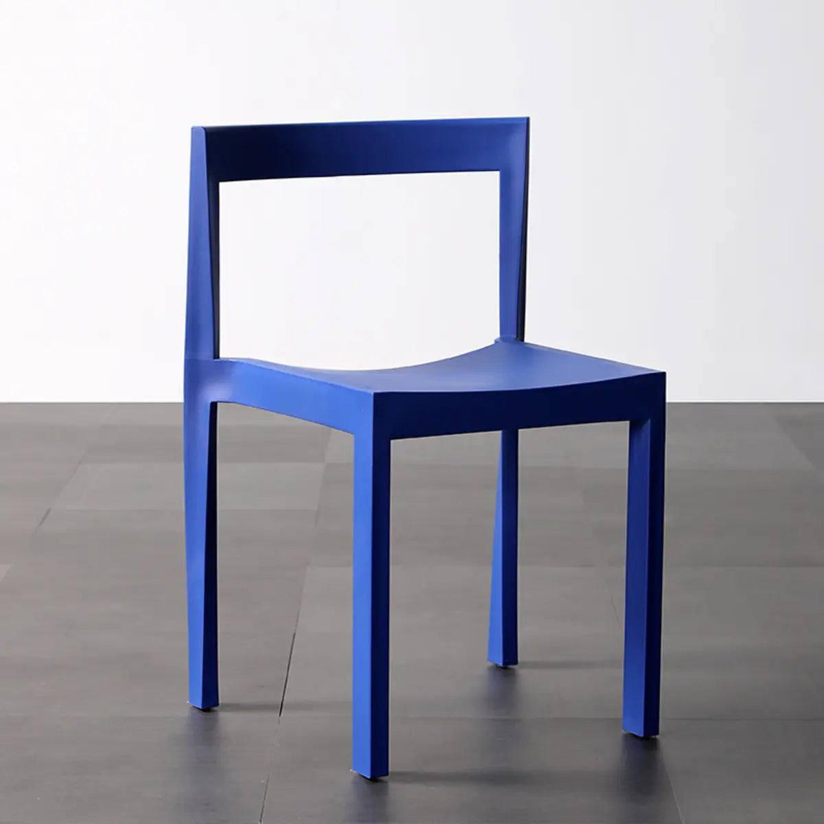 Stackable Armless Square Geometric Polymer Dining Chair Image - 14