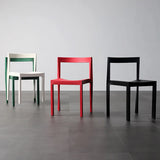 Stackable Armless Square Geometric Polymer Dining Chair Image - 16