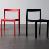 Stackable Armless Square Geometric Polymer Dining Chair Image - 28