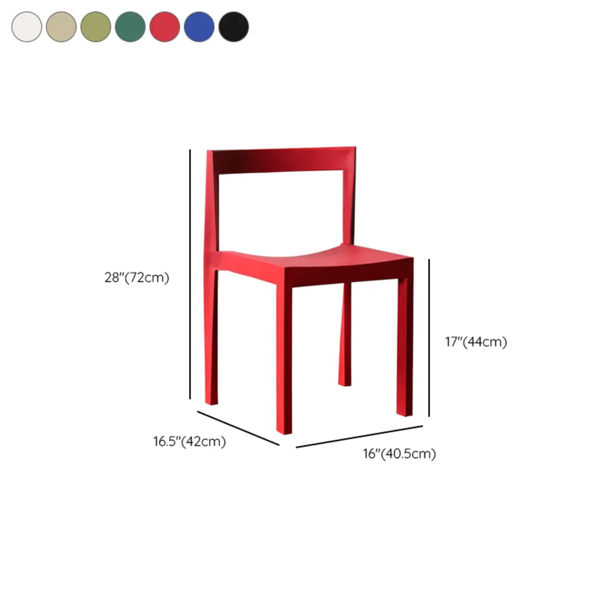 Stackable Armless Square Geometric Polymer Dining Chair 