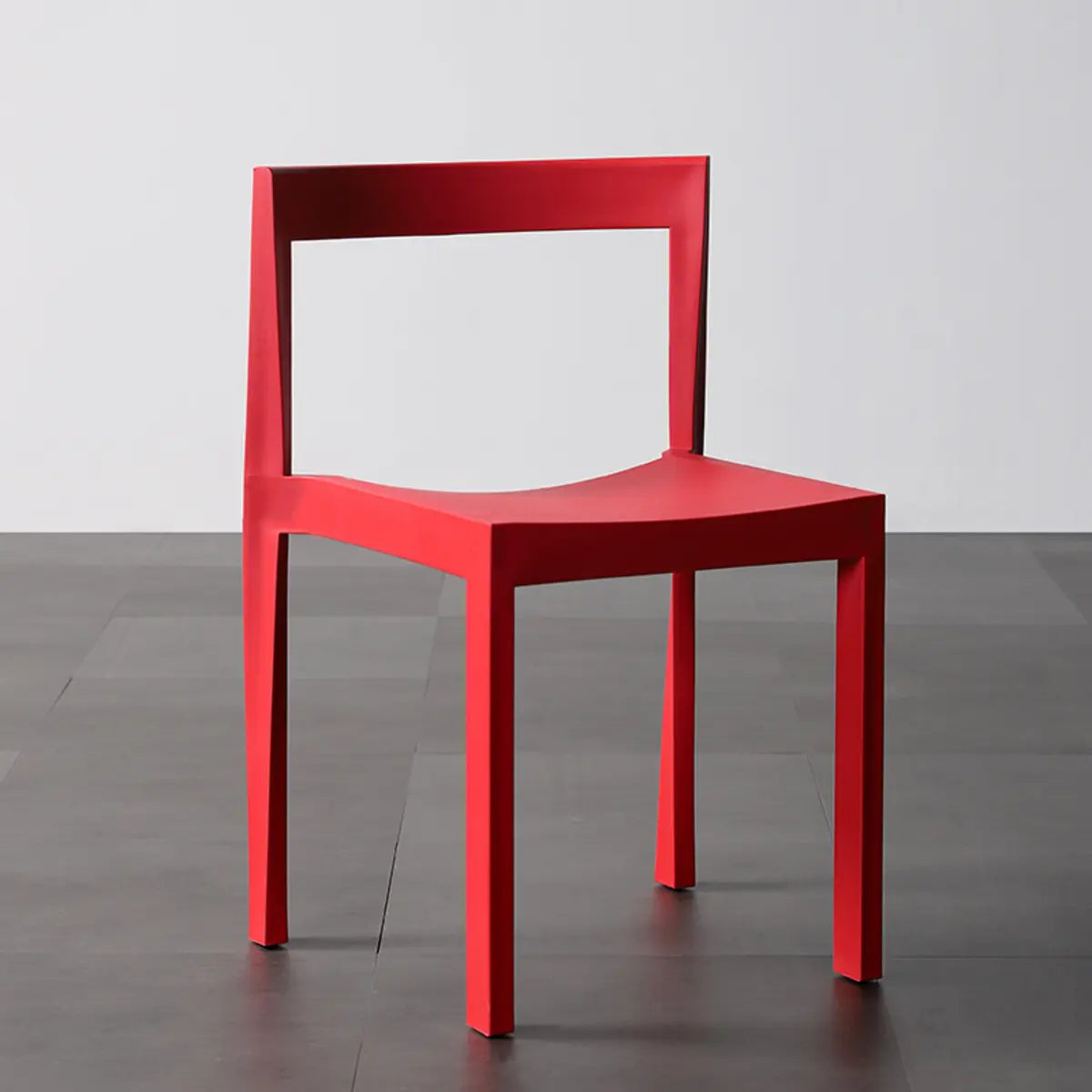 Stackable Armless Square Geometric Polymer Dining Chair Image - 4