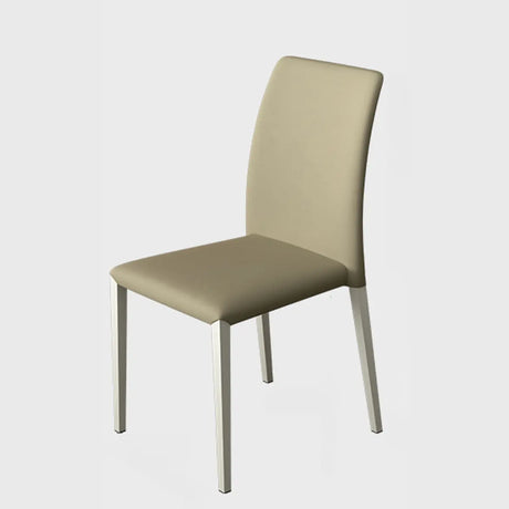 Stackable Leather Cushioned Metal Dining Chair Grey Image - 2