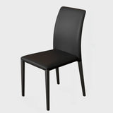 Stackable Leather Cushioned Metal Dining Chair Grey Image - 3