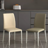 Stackable Leather Cushioned Metal Dining Chair Grey Image - 8